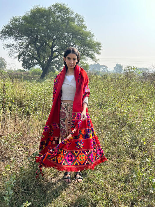 Hollyhock Red Vintage Shawl