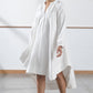 white khadi cotton oversized dress with high and low hem