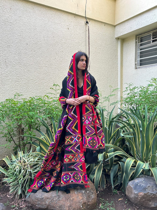 Intricate Black Vintage Shawl