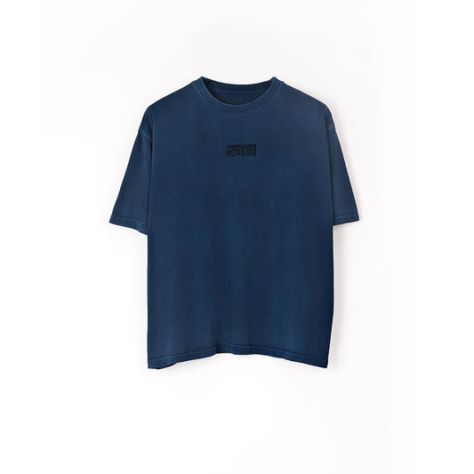 Organic cotton t-shirt in dark indigo blue colour dyed using organic indigo vat