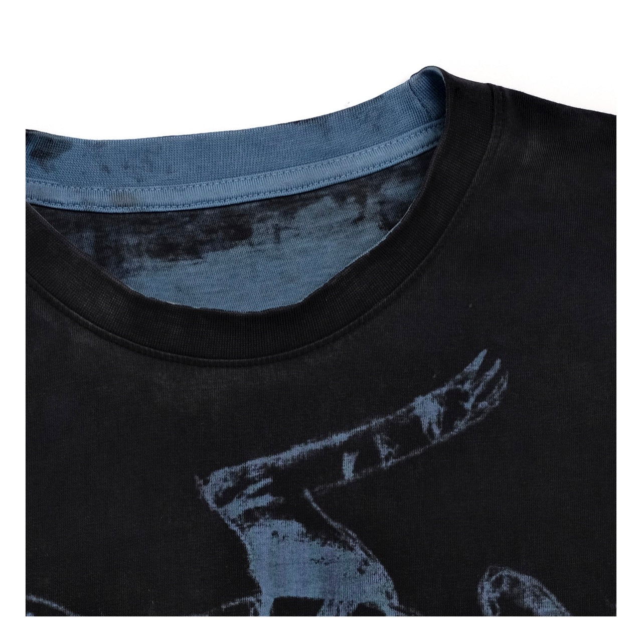 neon blue natural indigo dye organic cotton t-shirt with tiger print