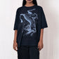 neon blue natural indigo dye organic cotton t-shirt with tiger print