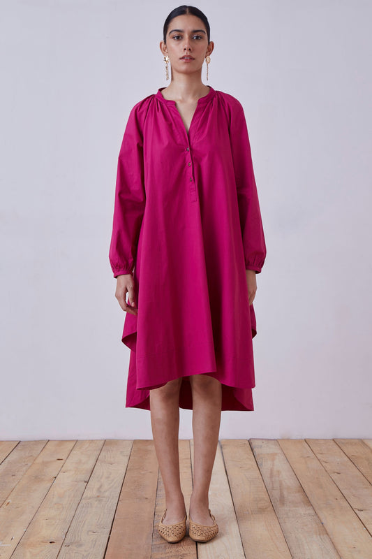Woodstock Pink asymmetric cotton dress
