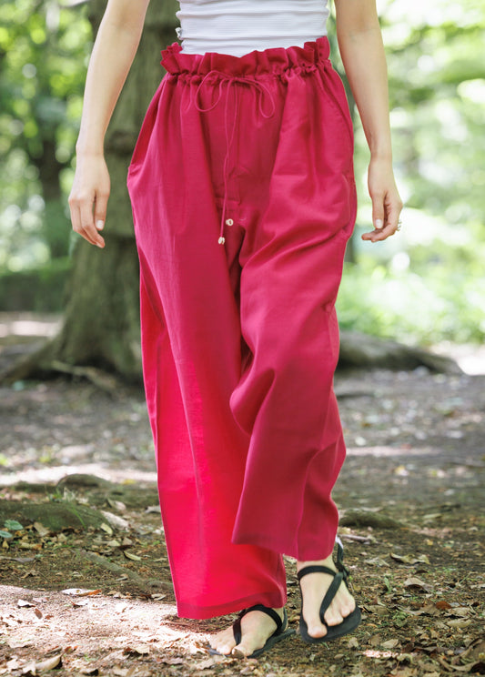 bright pink relax fit drawstring summer pants