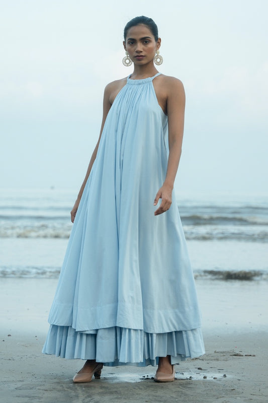 Abeer sky blue cotton maxi dress