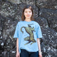 ice blue natural indigo dye organic cotton t-shirt with tiger print
